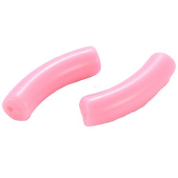 Acryl Perle Tube, Form: Gebogene Röhre, Größe ca. 32 x 8 mm, Farbe: Rosa, Effekt:  Opak