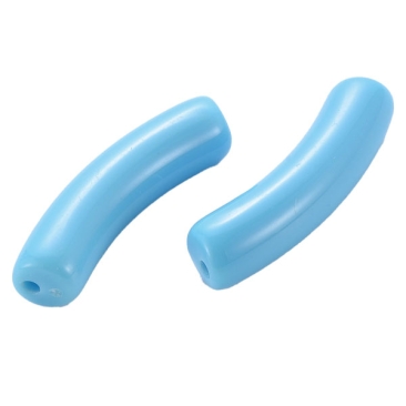 Acryl Perle Tube, Form: Gebogene Röhre, Größe ca. 32 x 8 mm, Farbe: Hellblau, Effekt:  Opak