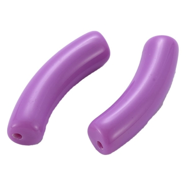 Acryl Perle Tube, Form: Gebogene Röhre, Größe ca. 32 x 8 mm, Farbe: Violet, Effekt:  Opak