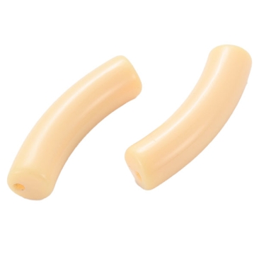 Acryl Perle Tube, Form: Gebogene Röhre, Größe ca. 32 x 8 mm, Farbe: Beige, Effekt:  Opak