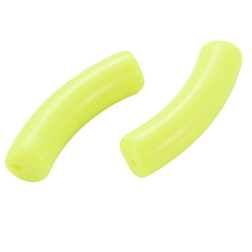Acryl Perle Tube, Form: Gebogene Röhre, Größe ca. 32 x 8 mm, Farbe: Lime, Effekt:  Opak
