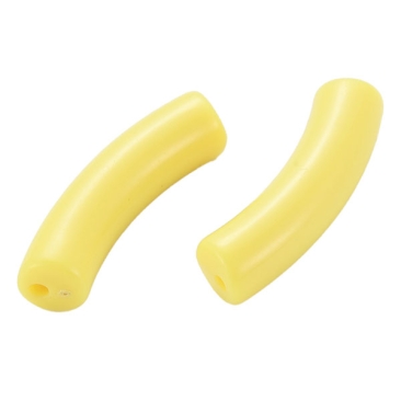 Acryl Perle Tube, Form: Gebogene Röhre, Größe ca. 32 x 8 mm, Farbe: Gelb, Effekt:  Opak