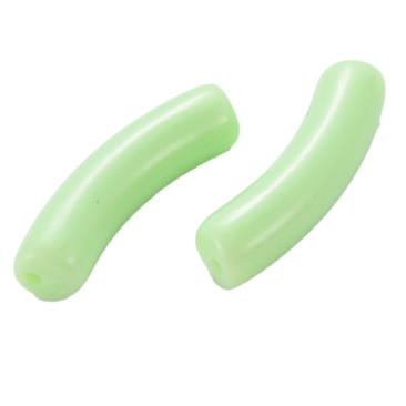 Acryl Perle Tube, Form: Gebogene Röhre, Größe ca. 32 x 8 mm, Farbe: Pastellgrün, Effekt:  Opak