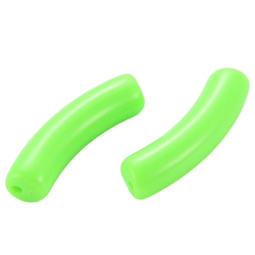 Acryl Perle Tube, Form: Gebogene Röhre, Größe ca. 32 x 8 mm, Farbe: Neon Grün, Effekt:  Opak