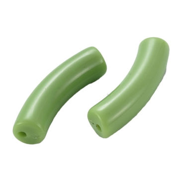 Acryl Perle Tube, Form: Gebogene Röhre, Größe ca. 32 x 8 mm, Farbe: Olivgrün, Effekt:  Opak