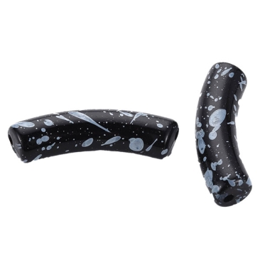 Acryl Perle Tube, Form: Gebogene Röhre, Größe ca. 32 x 8 mm, Farbe: Schwarz, Effekt:  Graffitti