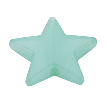 Acrylperle Stern, Farbe: Türkisblau, Effekt: Jelly, 20,5 x 22 x 4,5 mm, Bohrung: 1,8 mm