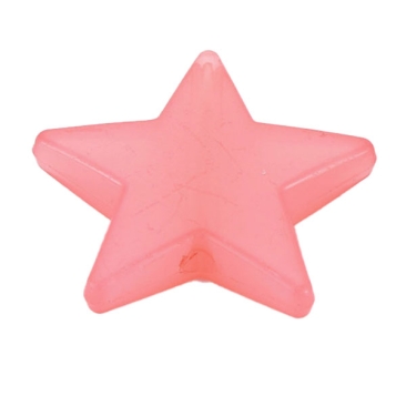 Acrylperle Stern, Farbe: Pink, Effekt: Jelly, 20,5 x 22 x 4,5 mm, Bohrung: 1,8 mm