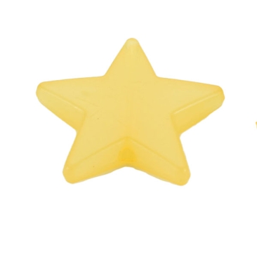 Acrylperle Stern, Farbe: Gelb, Effekt: Jelly, 20,5 x 22 x 4,5 mm, Bohrung: 1,8 mm