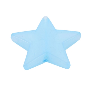 Acrylperle Stern, Farbe: Himmelblau, Effekt: Jelly, 20,5 x 22 x 4,5 mm, Bohrung: 1,8 mm