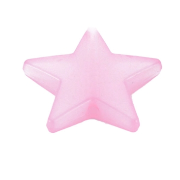 Acrylperle Stern, Farbe: Rosa, Effekt: Jelly, 20,5 x 22 x 4,5 mm, Bohrung: 1,8 mm