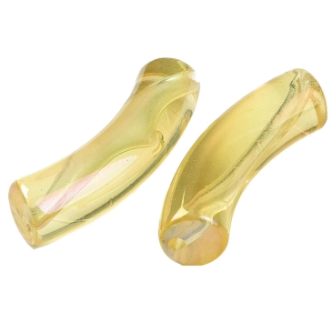 Acryl Perle Tube, Form: Gebogene Röhre, Größe ca. 32 x 8 mm, Farbe: Gelb, Effekt: AB
