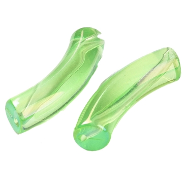 Acryl Perle Tube, Form: Gebogene Röhre, Größe ca. 32 x 8 mm, Farbe: Hellgrün, Effekt: AB