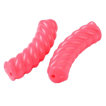 Acryl Perle Tube, Form: Gebogene gedrehte Röhre, Größe ca. 32 x 8 mm, Farbe: Pink, Effekt: opak