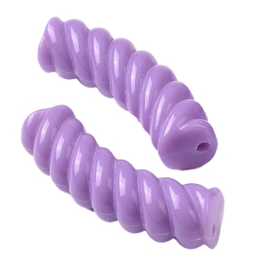 Acryl Perle Tube, Form: Gebogene gedrehte Röhre, Größe ca. 32 x 8 mm, Farbe: Violet, Effekt: opak