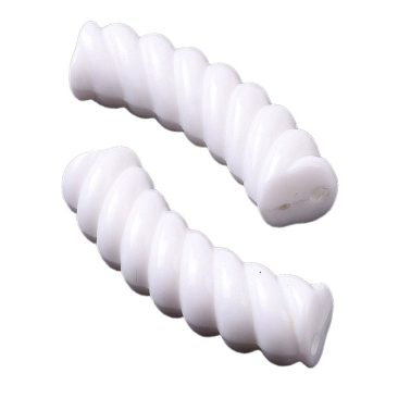 Acryl Perle Tube, Form: Gebogene gedrehte Röhre, Größe ca. 32 x 8 mm, Farbe: Weiß, Effekt: opak