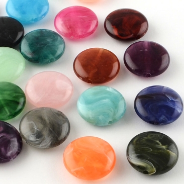 Acrylperlen Scheibe, Farbmix, Effekt: Edelsteinimitat, 22 x 8,5 mm, Bohrung: 2 mm, 10 Perlen pro Beutel