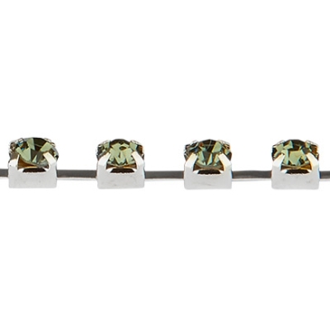 Messing Kesselkette mit Strasssteinen, silberfarben, Farbe:  Black Diamond, Steingröße 3,5 mm,Bündel mit ca. 9 Metern