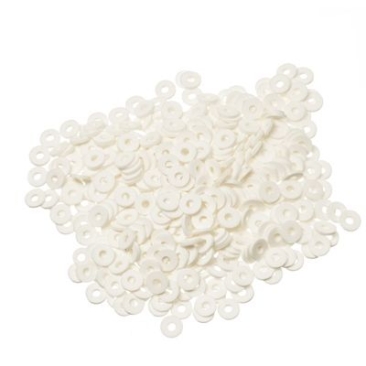 Perles de Katsuki, diamètre 6 mm, couleur blanche, forme disque , quantité un brin