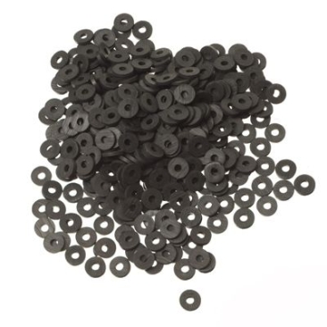 Perles de Katsuki, diamètre 6 mm, couleur noire, forme disque , quantité un brin