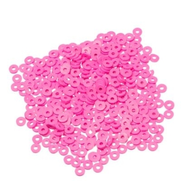 Katsuki Perlen, Durchmesser 6 mm, Farbe Fuchsia, Form Scheibe , Menge ein Strang