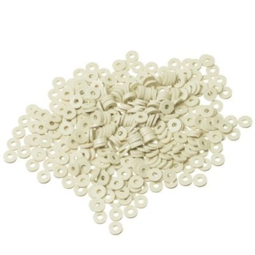 Perles de Katsuki, diamètre 6 mm, couleur beige, forme disque , quantité un brin