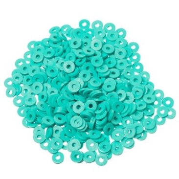 Katsuki Perlen, Durchmesser 6 mm, Farbe Türkisblau, Form Scheibe , Menge ein Strang