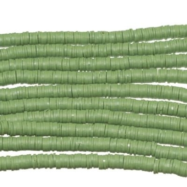 Katsuki kralen, Diameter 6 mm, Kleur olijfgroen, Vorm schijf, Hoeveelheid één streng