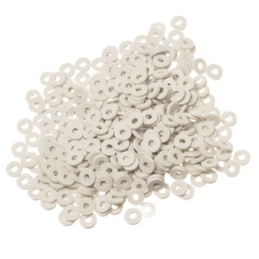 Katsuki beads, diameter 4 mm, colour light grey, shape disc, quantity one strand