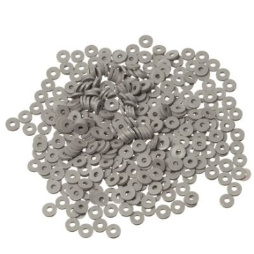 Perles de Katsuki, diamètre 4 mm, couleur gris foncé, forme disque, quantité un brin