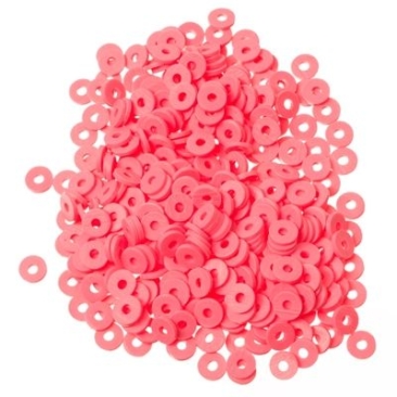 Katsuki Perlen, Durchmesser 4 mm, Farbe Hibiskus, Form Scheibe, Menge ein Strang