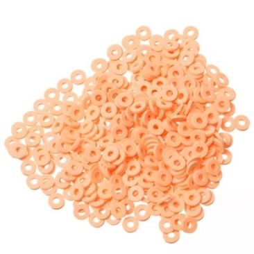 Katsuki Perlen, Durchmesser 4 mm, Farbe Peach, Form Scheibe, Menge ein Strang