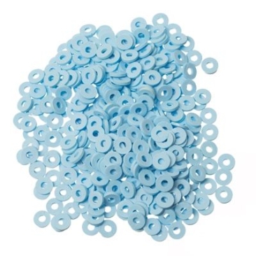 Katsuki beads, Diameter 4 mm, Colour sky blue, Shape disc, Quantity one strand