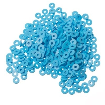 Katsuki Perlen, Durchmesser 4 mm, Farbe Blau, Form Scheibe, Menge ein Strang