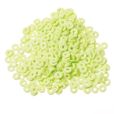 Perles de Katsuki, diamètre 4 mm, couleur vert clair, forme disque, quantité un brin