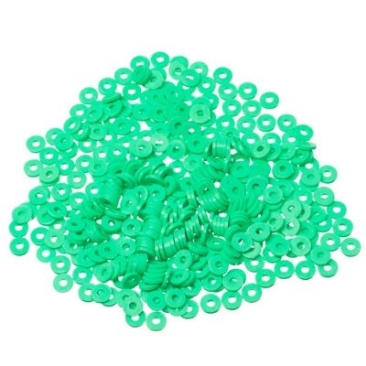 Perles de Katsuki, diamètre 4 mm, couleur verte, forme disque, quantité un brin