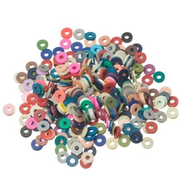Perles Katsuki, diamètre 4 mm, couleur Multicolor 2, forme disque, quantité un brin