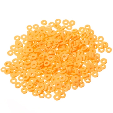 Perles Katsuki, diamètre 4 mm, couleur orange doré, forme disque, quantité un brin
