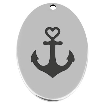 45.5 x 29 mm, metal pendant, oval, with engraving "Anchor", silver-plated