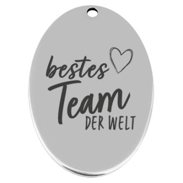 45.5 x 29 mm, metal pendant, oval, with engraving "Best team in the world", silver-plated