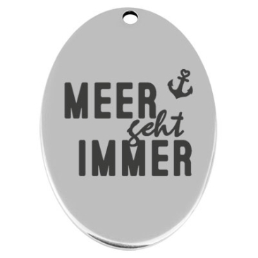 45.5 x 29 mm, metal pendant, oval, with engraving "Meer geht immer", silver-plated