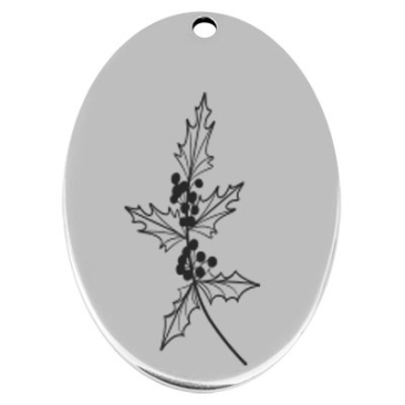 45,5 x 29 mm, Metallanhänger, oval, mit Geburtsblumengravur Monat Dezember 