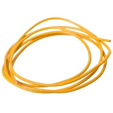 Lederen band, 2 mm, lengte 1 m, geel