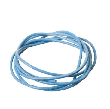 Lederen band, 2 mm, lengte 1 m, lichtblauw