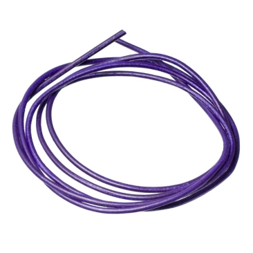 Leather strap, 2 mm, length 1 m, purple