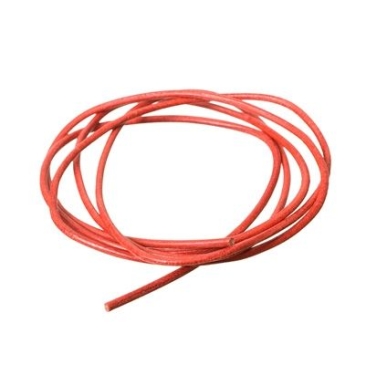 Lederen band, 2 mm, lengte 1 m, rood