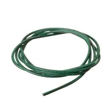 Lederband, 2 mm, Länge 1 m, dunkelgrün