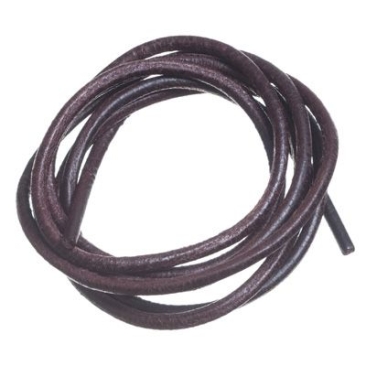Leather strap, 3 mm, length 1 m, dark brown