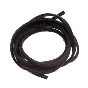 Suede leather strap, 2 x 2.8 mm, length approx. 1 m, black