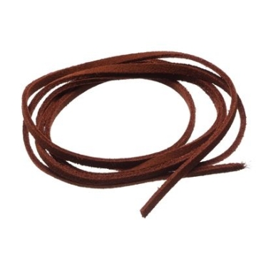 Suede leather strap, 2 x 2.8 mm, length approx. 1 m, light brown